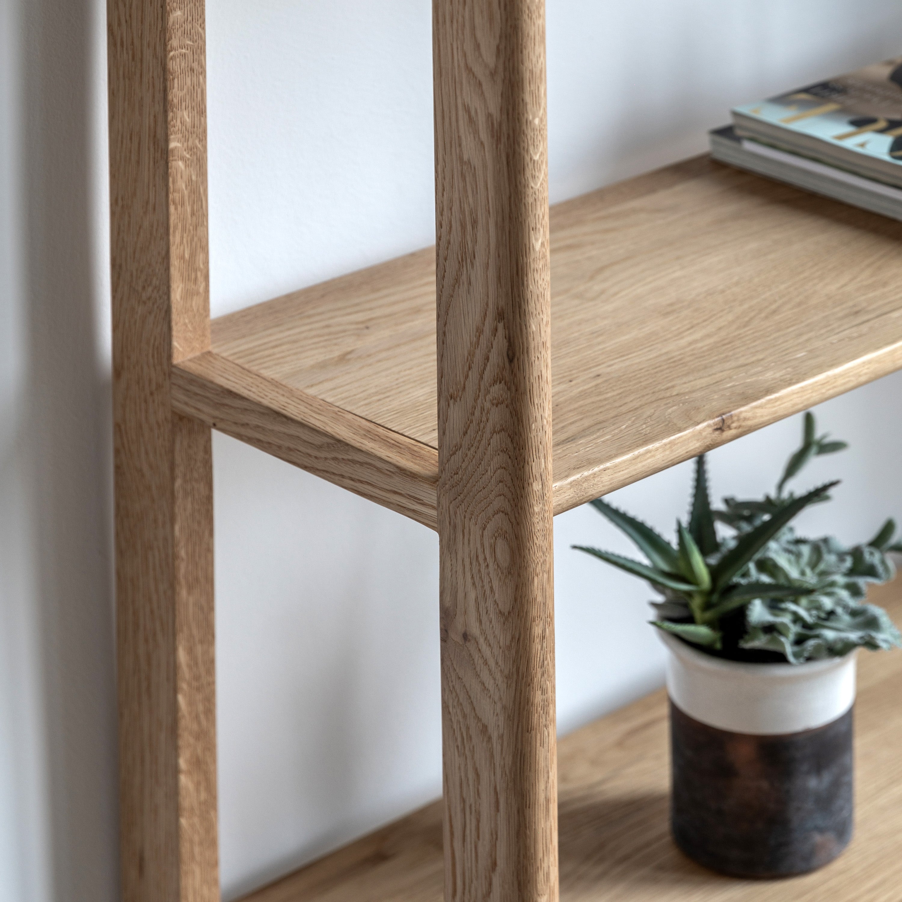 Novu Natural Oak Wood Open Display Unit Tall